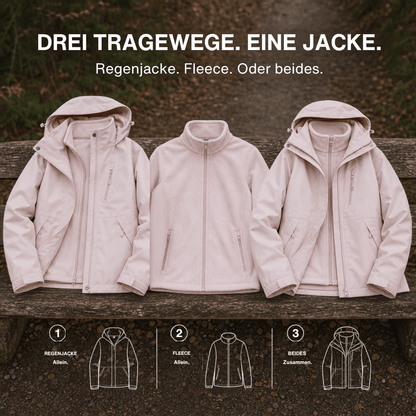 2-in-1 Ultraleichte Regenjacke & Fleecejacke für Frauen – Wind & wasserdicht