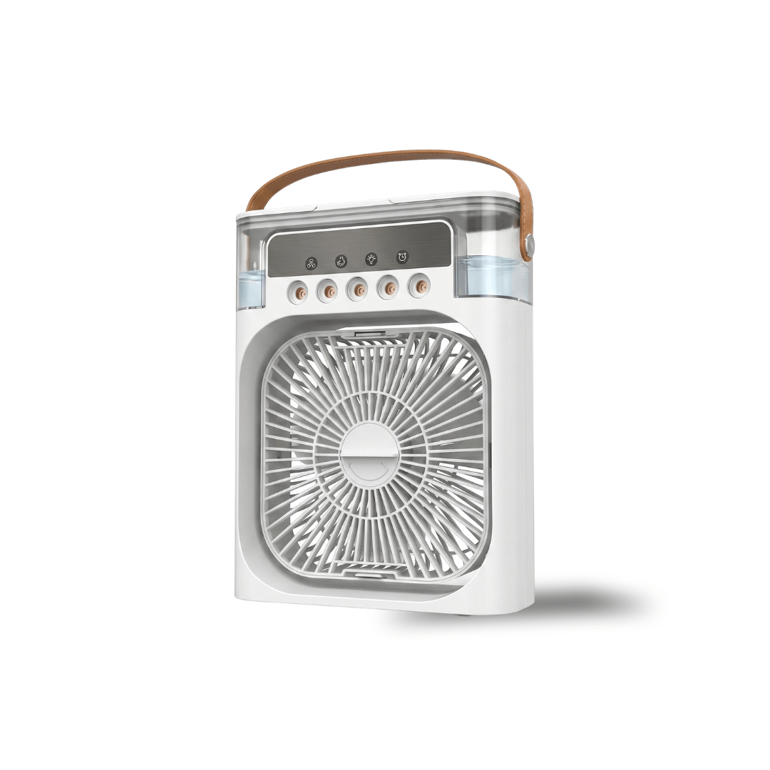 3-in-1 USB Luftkühler-Ventilator – Luftbefeuchter & 7-Farben LED-Nachtlicht