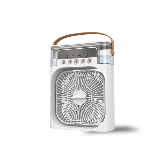 3-in-1 USB Luftkühler-Ventilator – Luftbefeuchter & 7-Farben LED-Nachtlicht