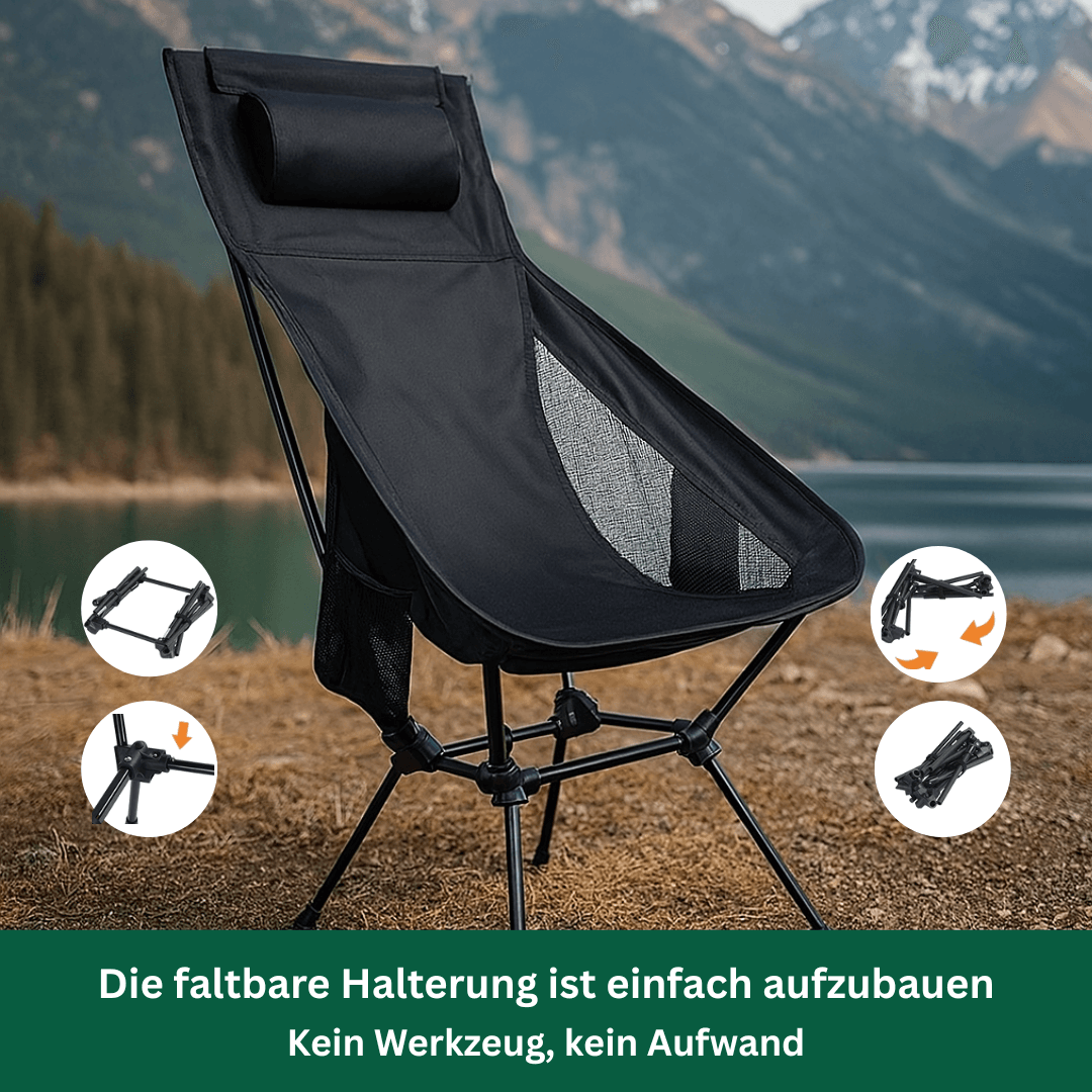 Faltbarer Campingstuhl mit Getränkehalter – Naturwide