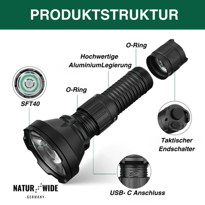 Superlampe – 2000LM Extremhelle Taschenlampe mit 964m Reichweite