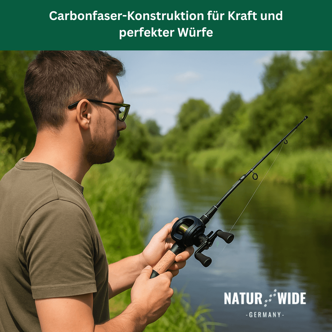 Teleskopische Carbon-Angelrute
