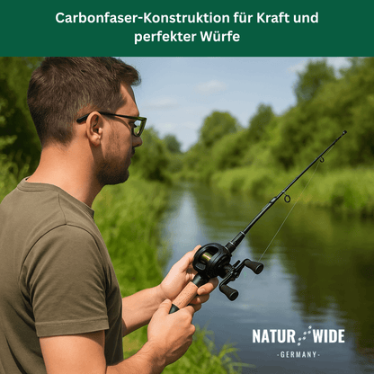 Teleskopische Carbon-Angelrute