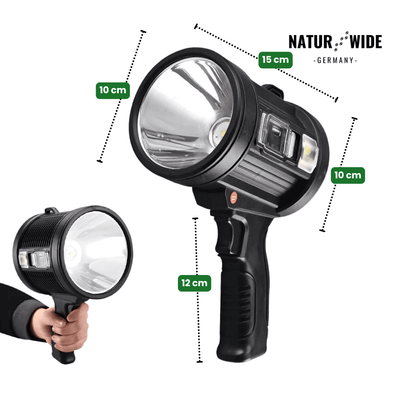 Wiederaufladbarer LED-Strahler – 900000 Lumen, Solar & USB