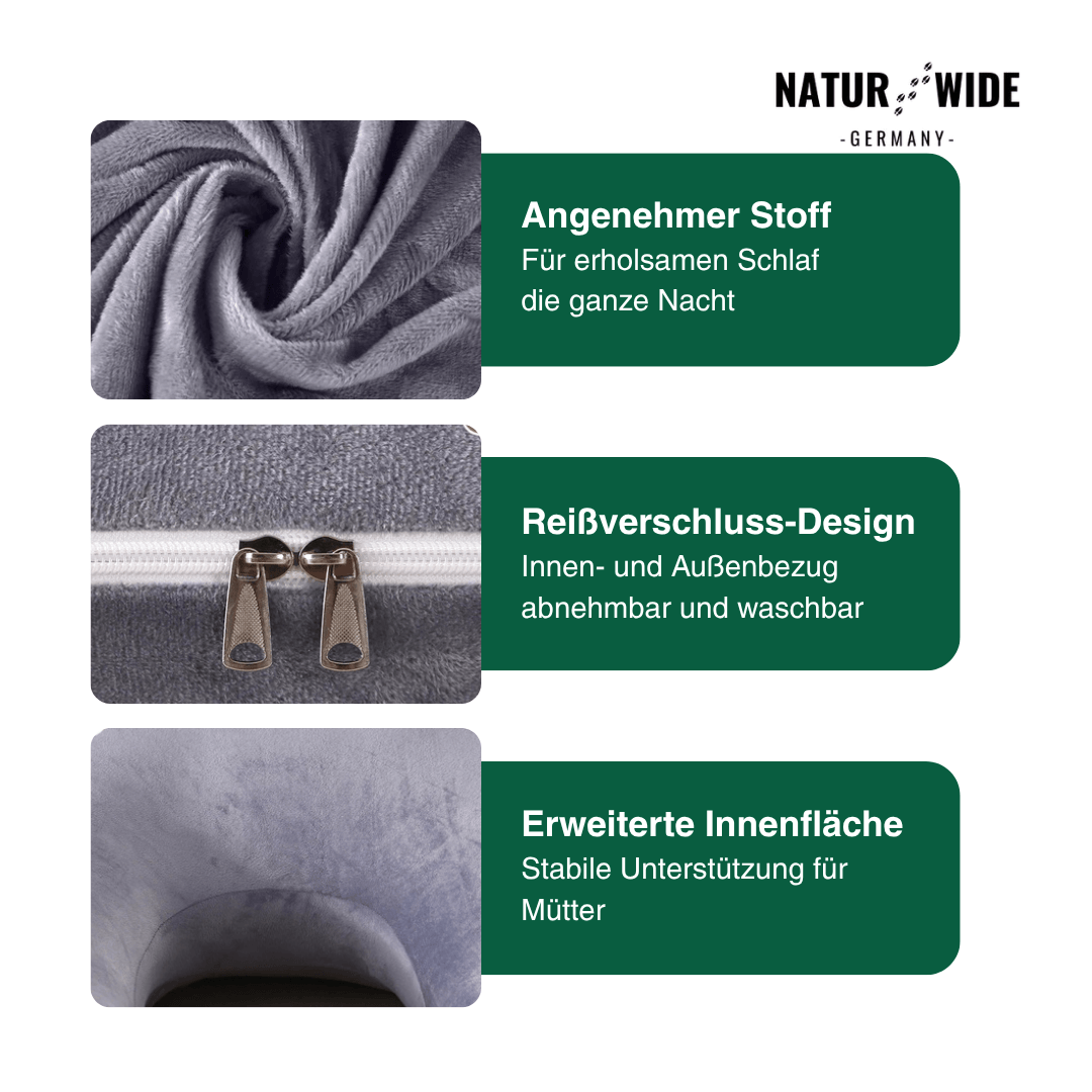 G-förmiges Ganzkörper-Schwangerschaftskissen – Memory-Foam, Baumwollbezug