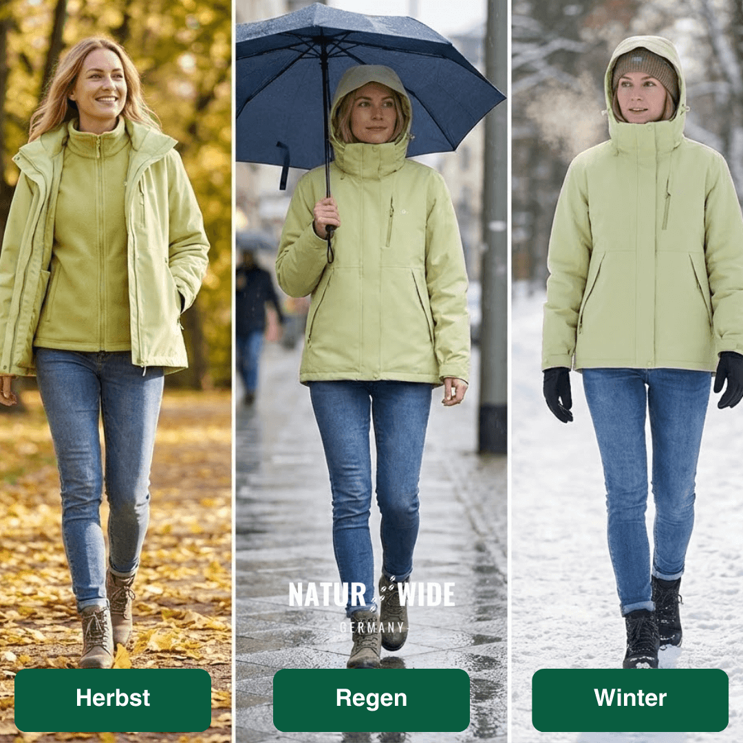 2-in-1 Ultraleichte Regenjacke & Fleecejacke für Frauen – Wind & wasserdicht