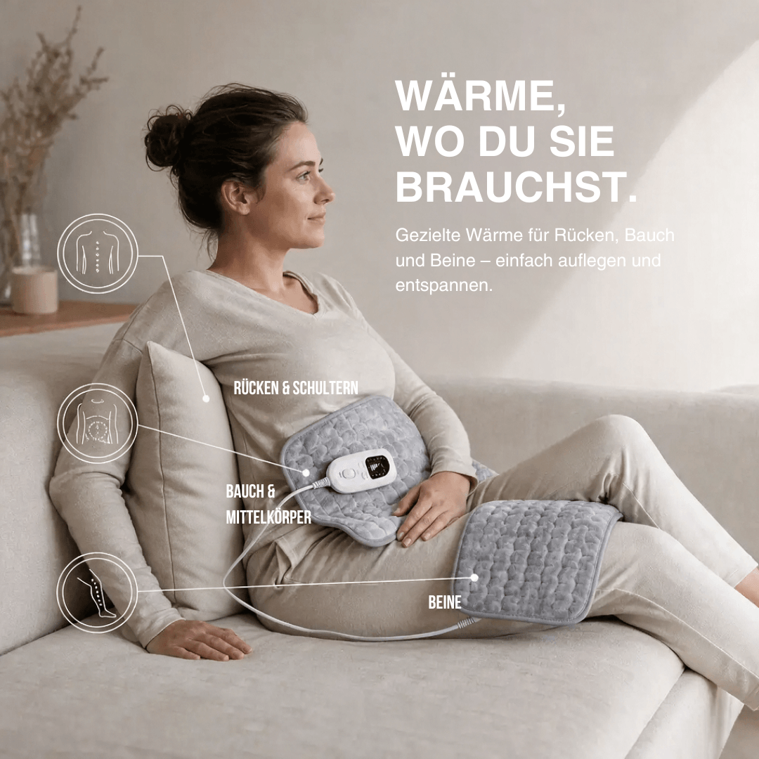 Elektrische Heizdecke – Wärmeauflage für Rücken, Bauch & Beine mit 6 Temperaturstufen