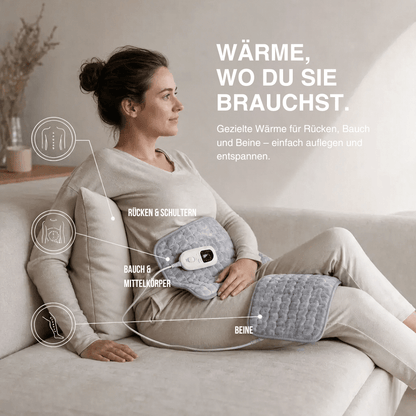 Elektrische Heizdecke – Wärmeauflage für Rücken, Bauch & Beine mit 6 Temperaturstufen