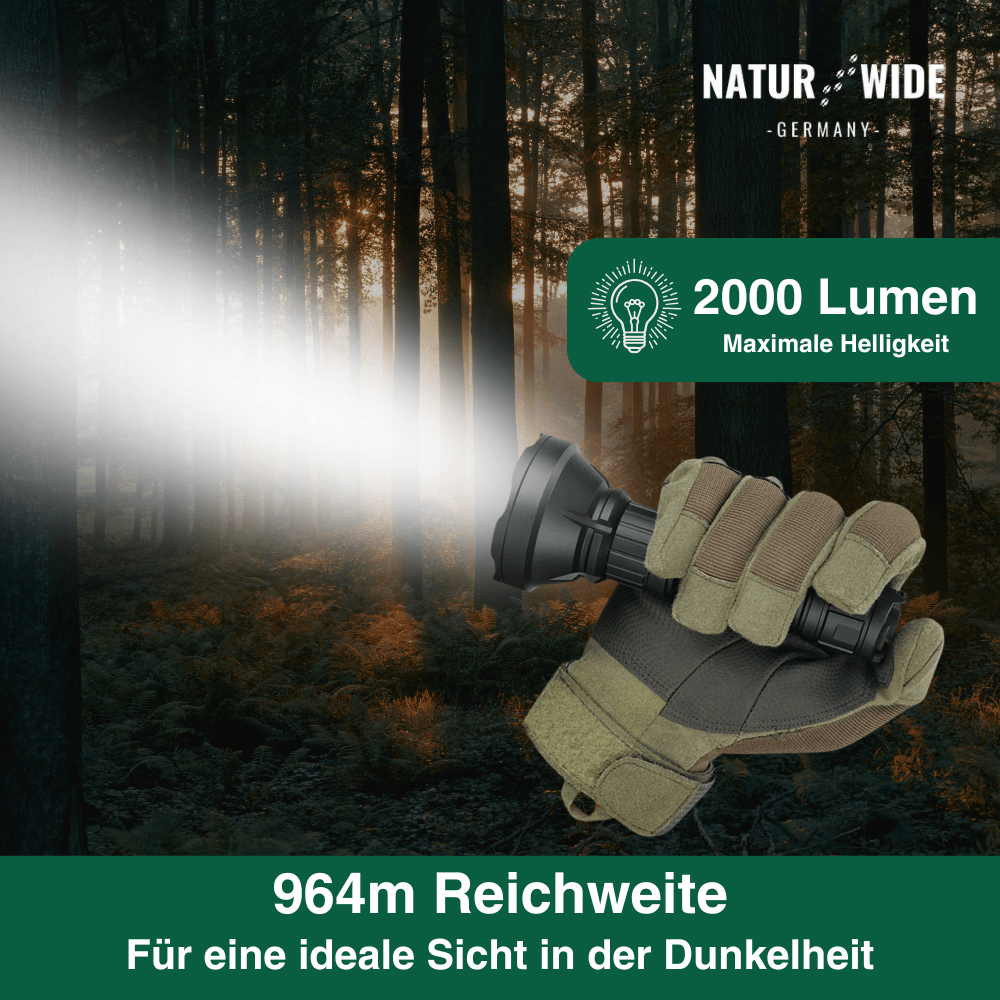 Superlampe – 2000LM Extremhelle Taschenlampe mit 964m Reichweite