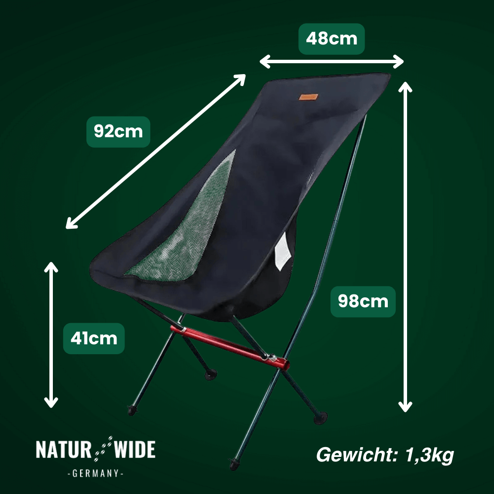 Festival-Stuhl Faltstuhl Pro, 1,3 kg, hohe Lehne – Naturwide