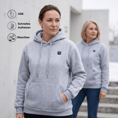 USB Beheizter Hoodie – Unisex Hoodie mit Reißverschluss