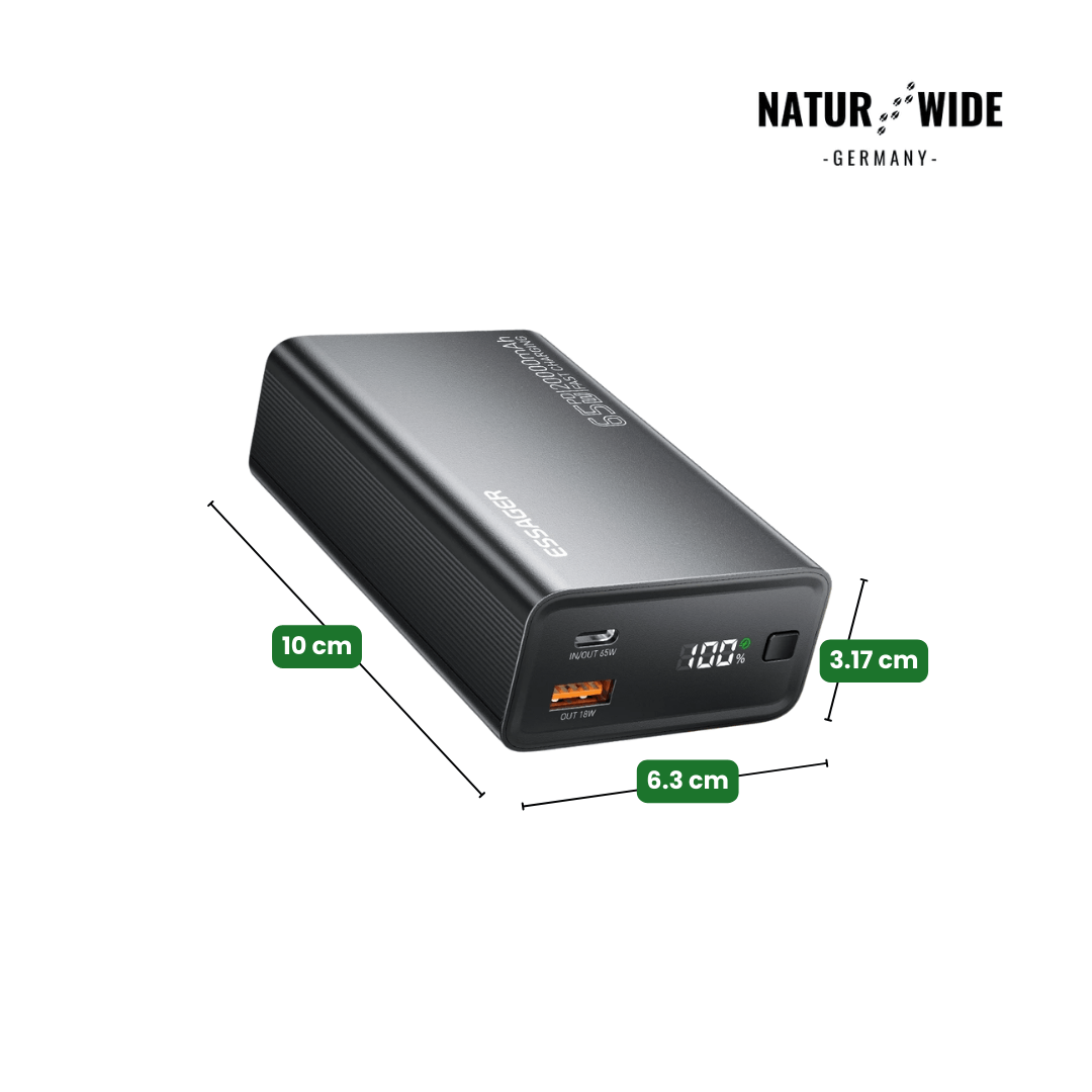 65W Schnelllade-Powerbank mit 20.000 mAh