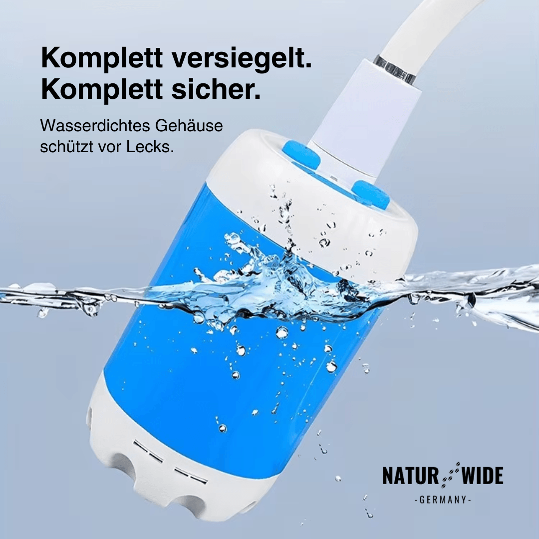 Elektrische Campingduschpumpe – 5000mAh Akku mit Digitalanzeige