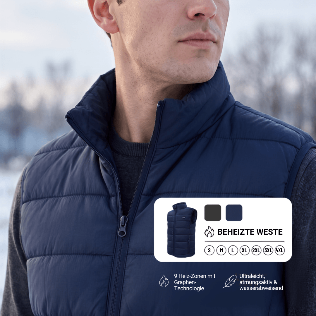 Beheizte Weste mit 9 Heiz-Zonen – Ultraleicht, USB-betrieben & ideal für Outdoor-Abenteuer