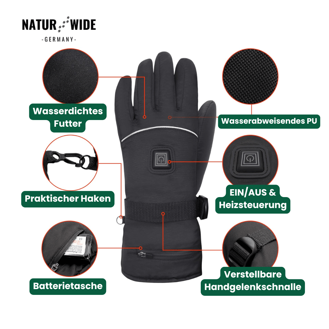 Beheizte Handschuhe – 3 Heizstufen, wasserdicht & winddicht