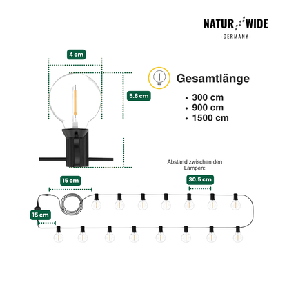 G40 LED Lichterkette Außen – Wetterfest & Bruchfest (Strom)