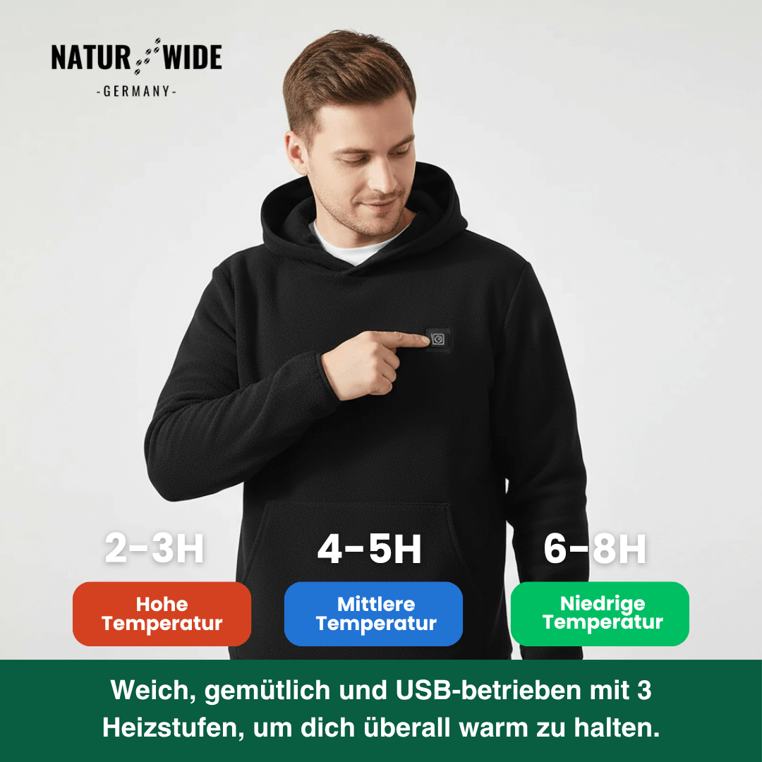 USB Beheizter Hoodie – Unisex Baumwoll-Hoodie mit Reißverschluss