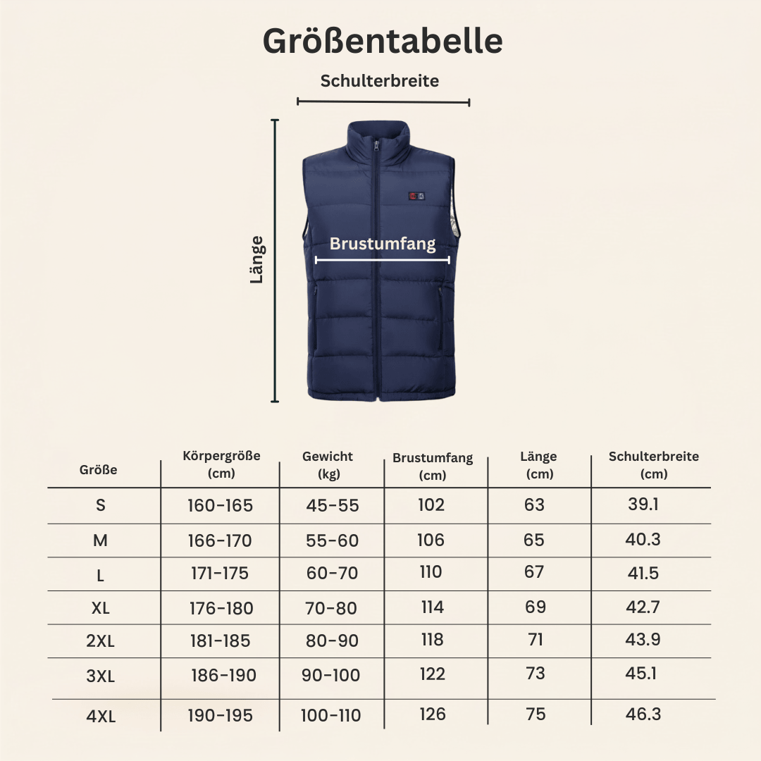 Beheizte Weste mit 9 Heiz-Zonen – Ultraleicht, USB-betrieben & ideal für Outdoor-Abenteuer