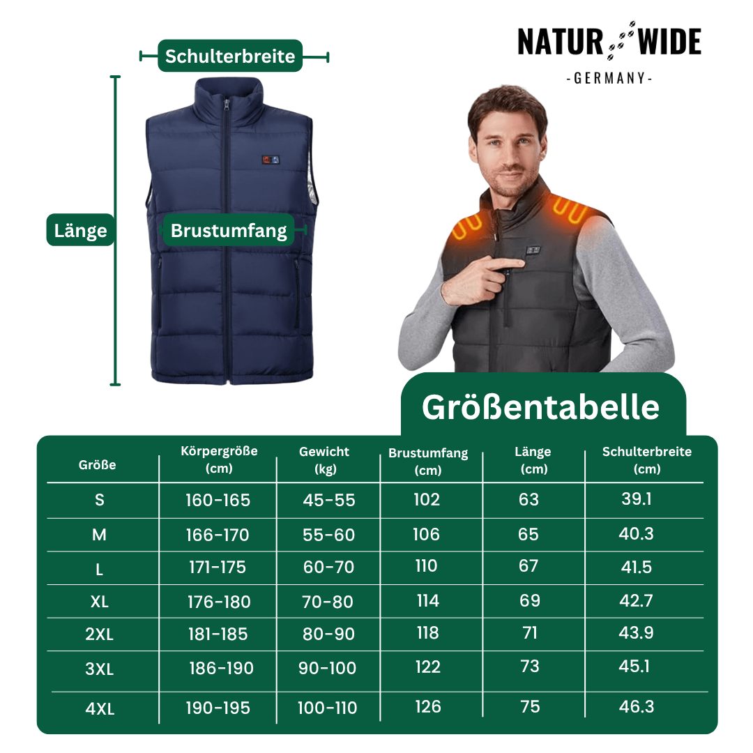 Beheizte Weste mit 9 Heiz-Zonen – Ultraleicht, USB-betrieben & ideal für Outdoor-Abenteuer